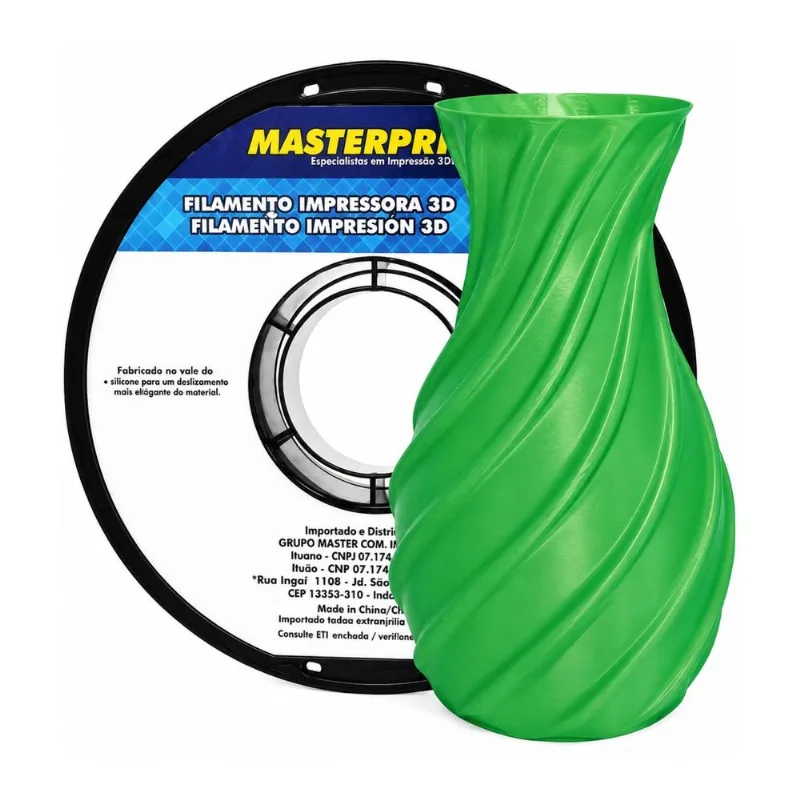 Filamento PLA Masterprint Básico 1kg Verde Bambu Impressora 3D Colorido Objeto Resistente Qualidade