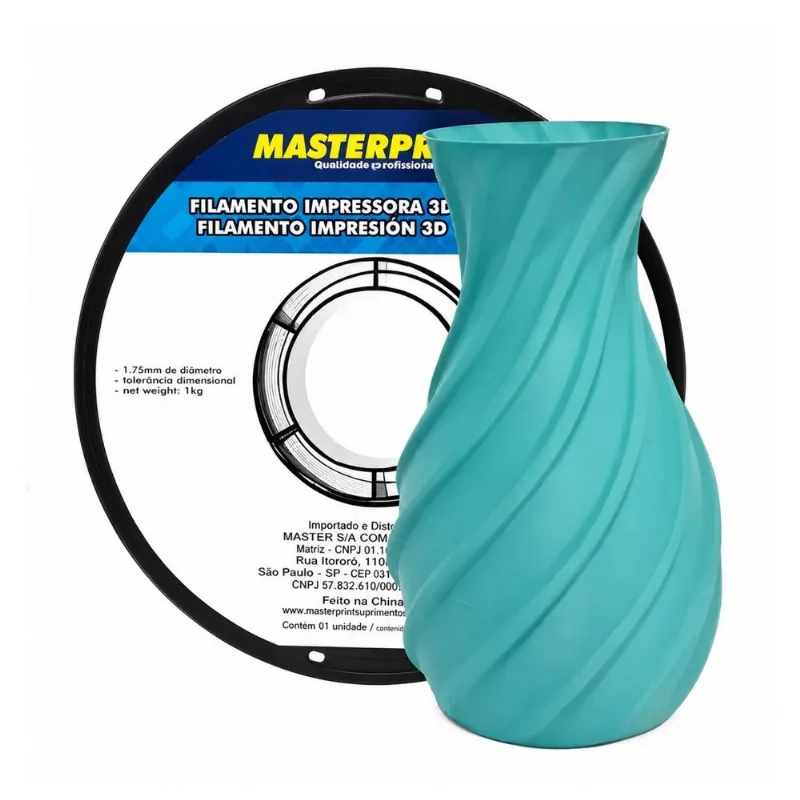 Filamento PLA Masterprint Fosco Azul Ártico 1.75mm 1kg Para Impressora 3D FDM Sem Empenamento