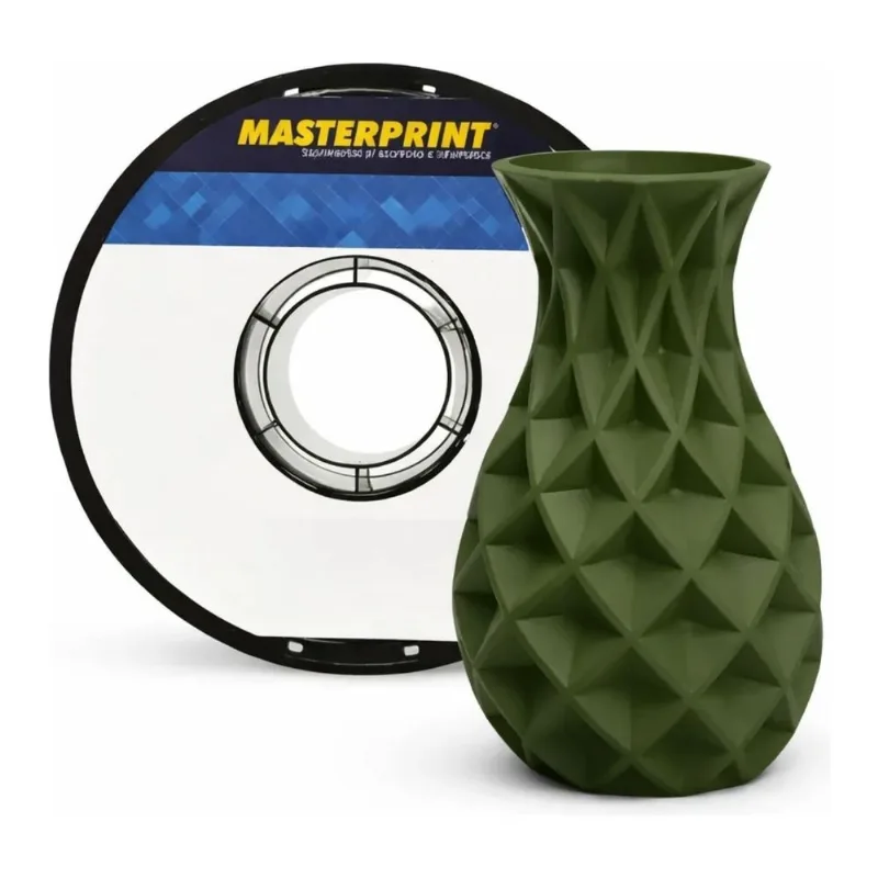 FILAMENTO PLA MASTERPRINT FOSCO VERDE MILITAR 1.75MM 1KG PARA IMPRESSORA 3D FDM SEM EMPENAMENTO