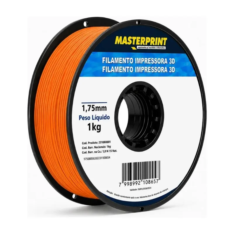 Filamento PLA Masterprint Fosco Laranja Nascer Do Sol 1.75mm 1kg Para Impressora 3D FDM