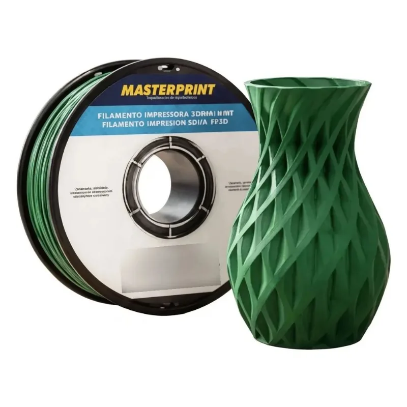 Filamento PLA Masterprint Fosco Verde Floresta 1.75mm 1kg Para Impressora 3D FDM Sem Empenamento