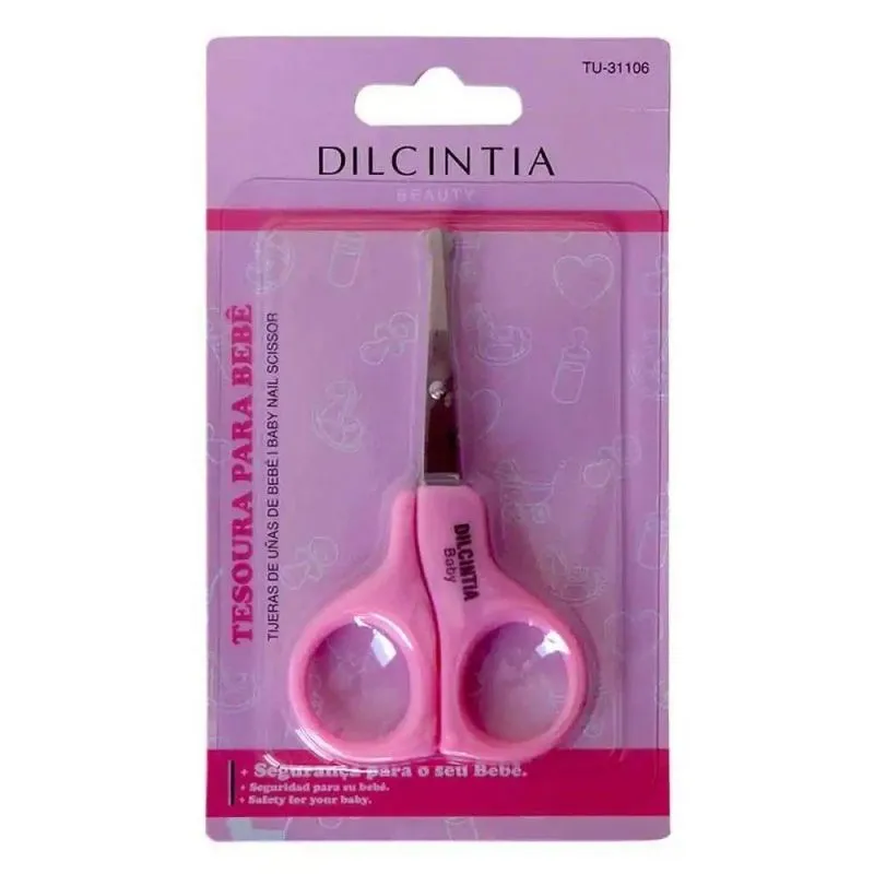 Tesoura Unha Bebê Cabo De Plástico Rosa Dilcintia
