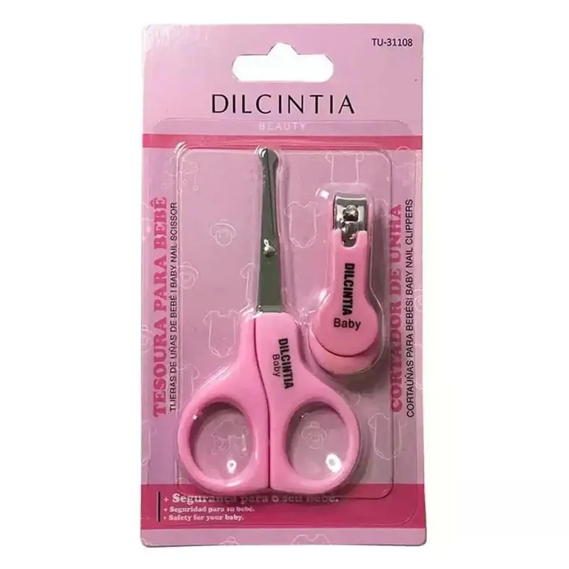 Tesoura C/cortador Bebê Rosa Dilcintia