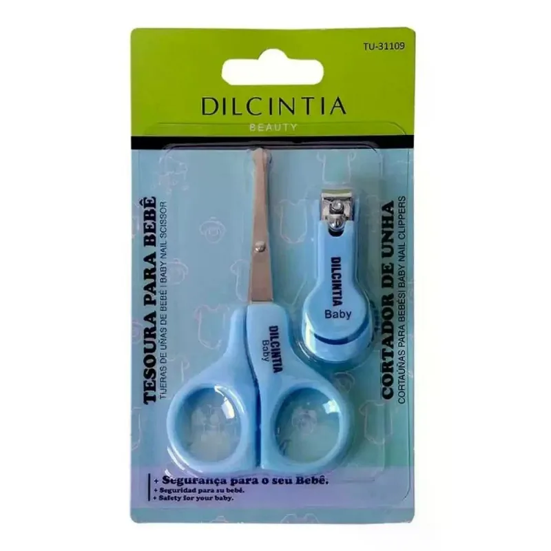 Tesoura C/cortador Bebê Azul Dilcintia