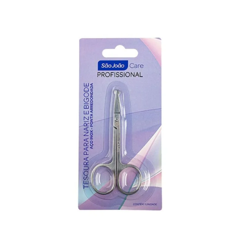 Tesoura Para Nariz e Bigode Inox 8,7cm Arredondada São João Care TESOURA P/NARIZ E BIGODE INOX 8,7CM ARRE