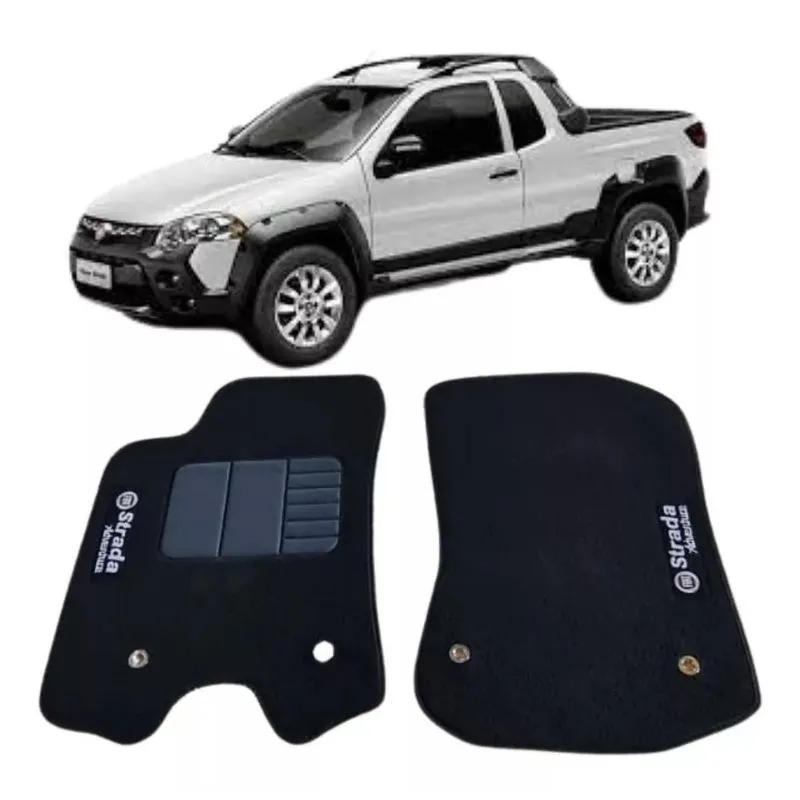 Jogo Fiat Strada Adventure Cs 13 A 21 Carpete Preto Bordada