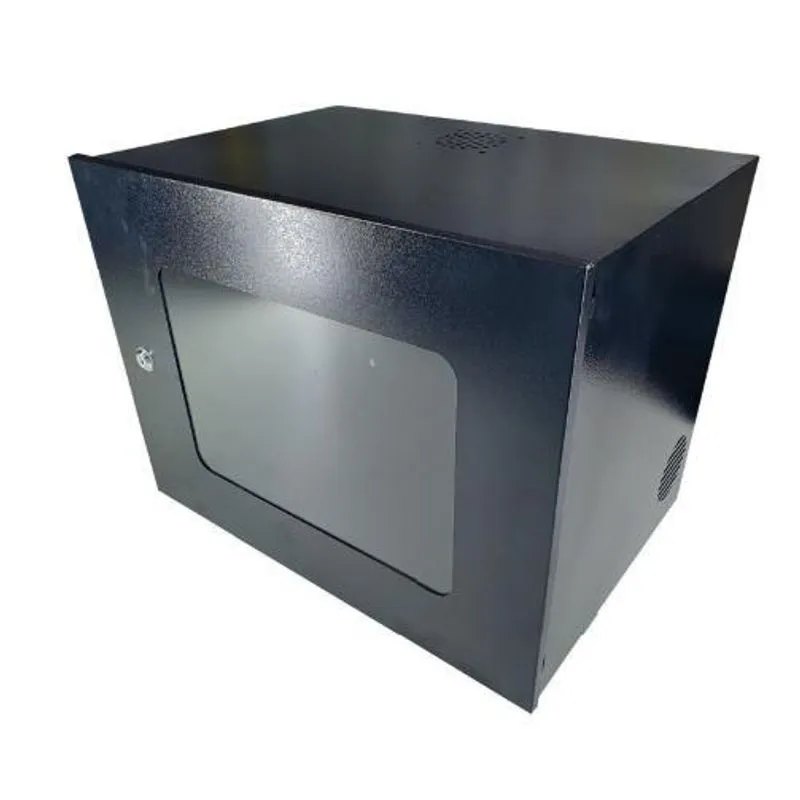 Mini Rack 8u C/ Visor Acrílico - 350x500mm - Preto/branco
