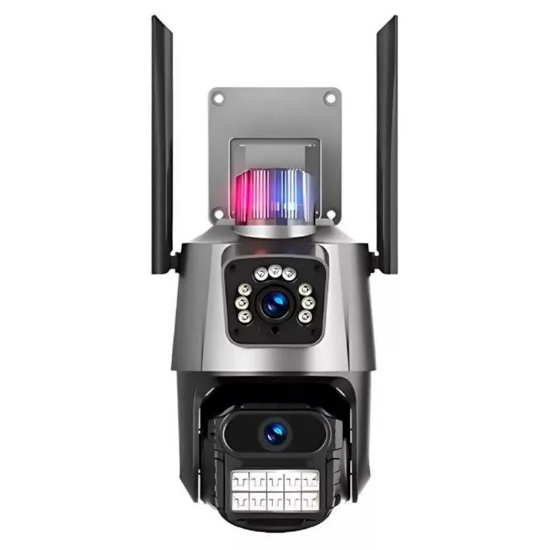 Camera De Lente Dupla Wifi Com Sirene Policial E Alarme
