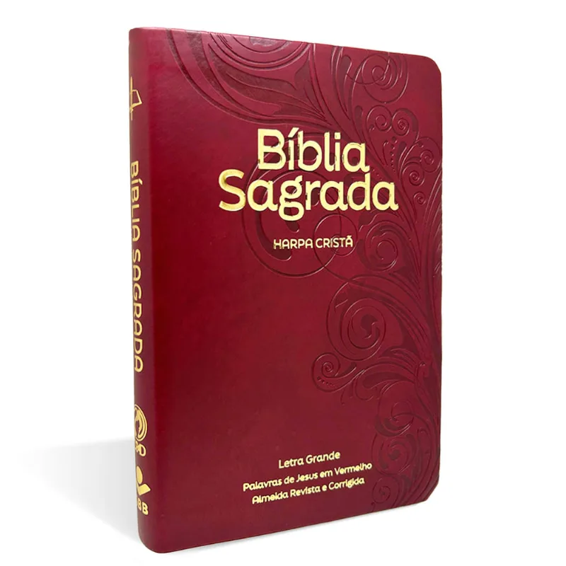 Bíblia Grande Harpa Cristã Luxo Letra Grande Floral Vinho