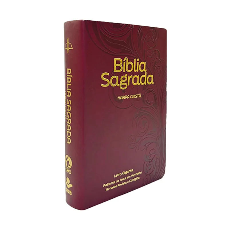 Bíblia Grande Harpa Cristã Luxo Letra Gigante Floral Vinho