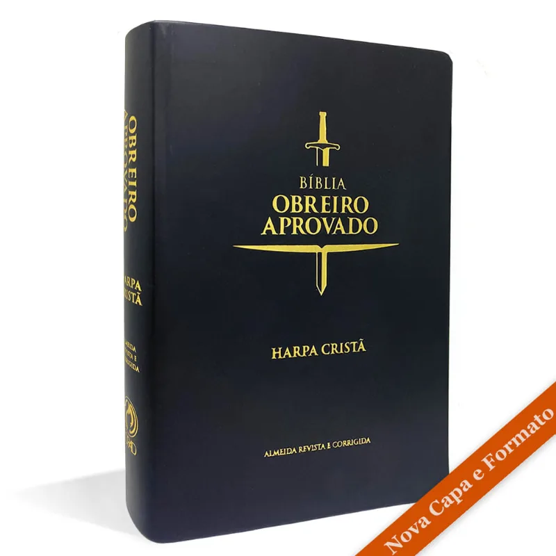 Bíblia Obreiro Aprovado Média Luxo Harpa Cristã Preta