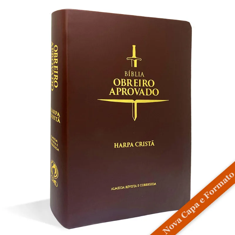 Bíblia Obreiro Aprovado Média Luxo Harpa Cristã Marrom