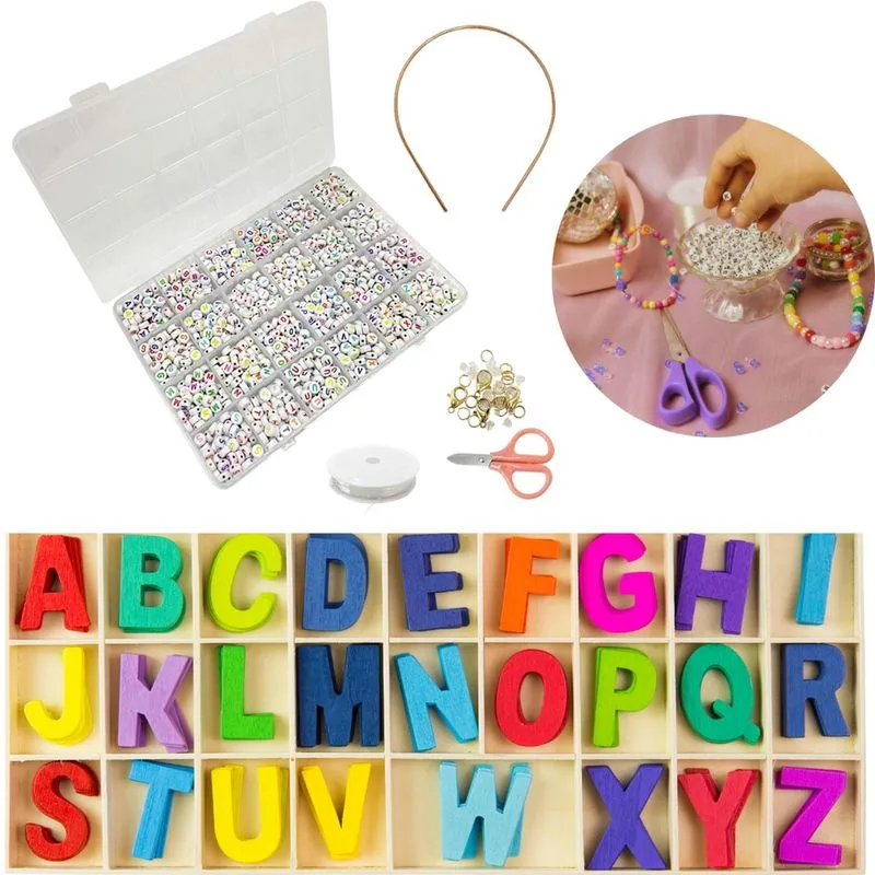 Letras para Fazer Pulseiras Montar Colar Kit Micangas Alfabeto Completo Todas As Letras Aprox.1000pçs