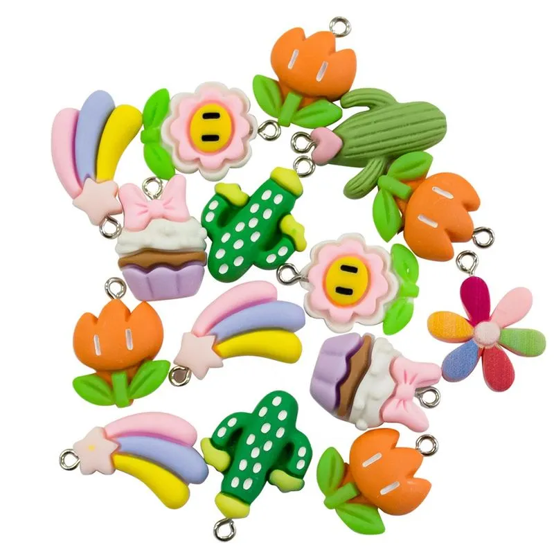 10 Pingentes Flor Cactos Florzinha Estrelinha Doce Pingente Para Pulseiras Colar Artesanato Brincos Chaveiros Para Bolsas Mochilas Bijuterias Personalizadas