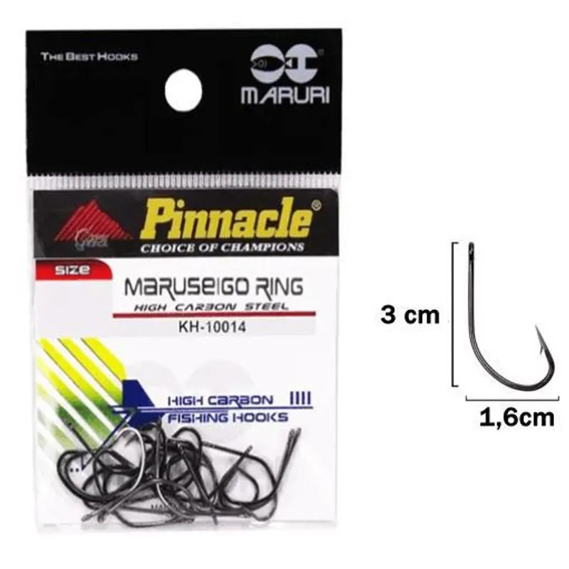 Kit C/10 Anzol Maruseigo Com Fisga Pinnacle Ring N-20 Afiado