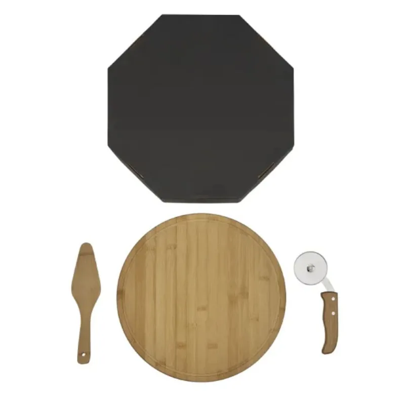 Conjunto Para Pizza Em Bambu 35 Cm - 3 Peças