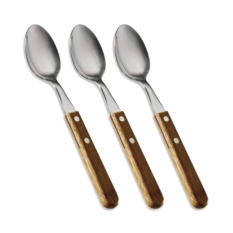 Conjunto De Colheres Para Mesa Inox/Bambu Special Line - 3 Pçs Welf - Welf