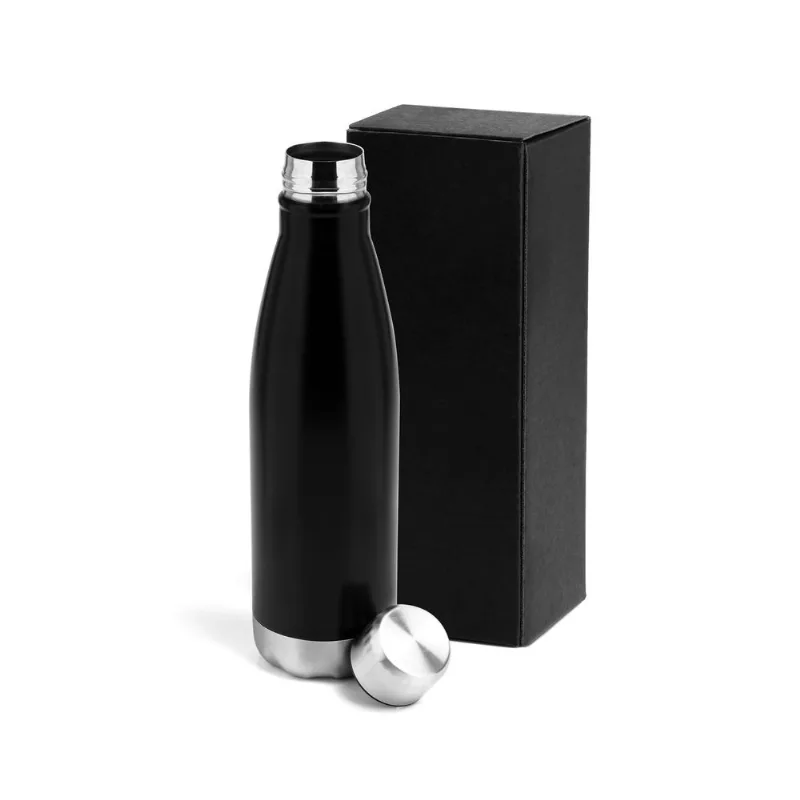 Garrafa Com Tampa Em Aço Inox - Preta - 750Ml Welf - Welf