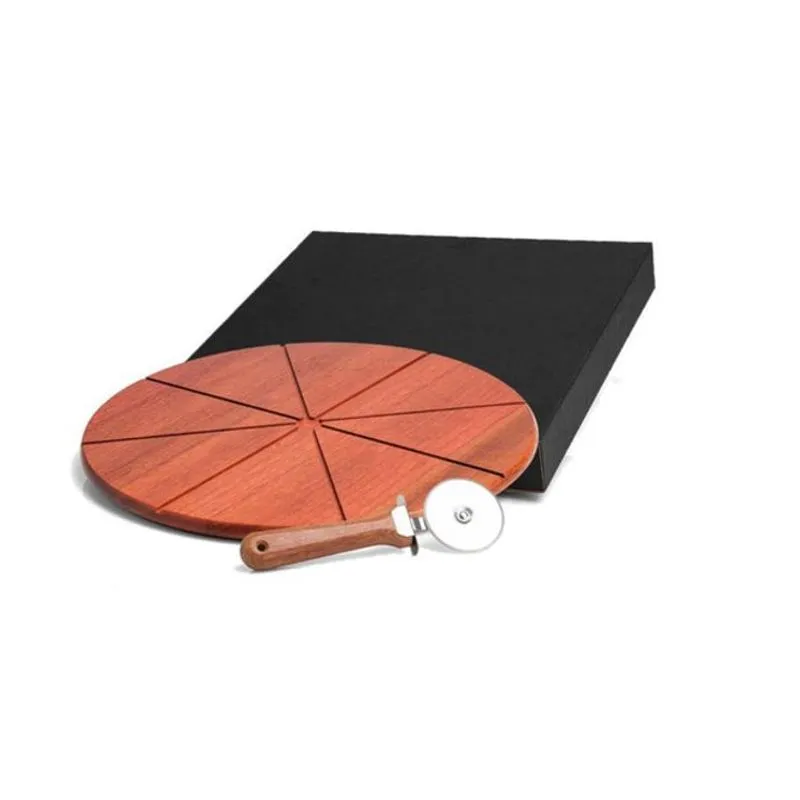 Conjunto Pizza Com Tábua Madeira Jatobá + Cortador Inox Welf