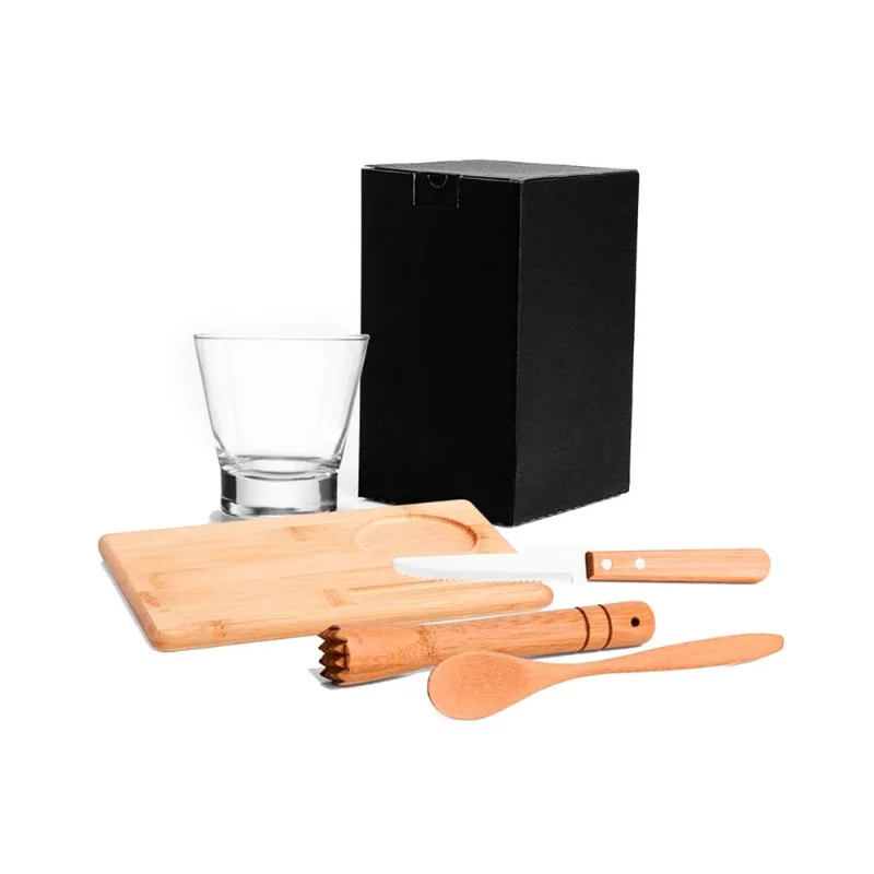 Kit Para Caipirinha Em Bambu - 0,35 L - 5 Pçs Welf