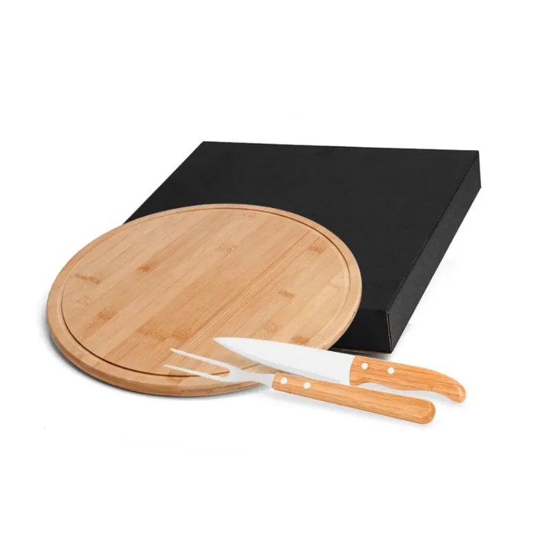 Conjunto Para Churrasco Em Bambu-Inox - 35Cm - 3 Peças. - Welf
