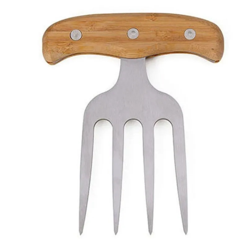 Garfo 4 Dentes Para Churrasco Inox Cabo Bambu Anatômico Welf