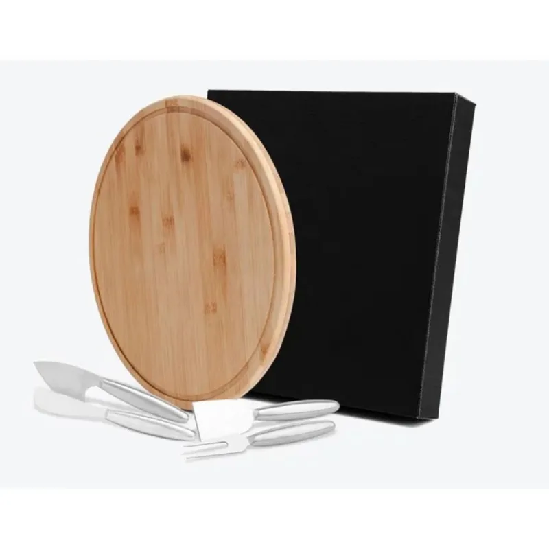 Conjunto Para Queijo Em Bambu - Inox - 5 Peças - Welf
