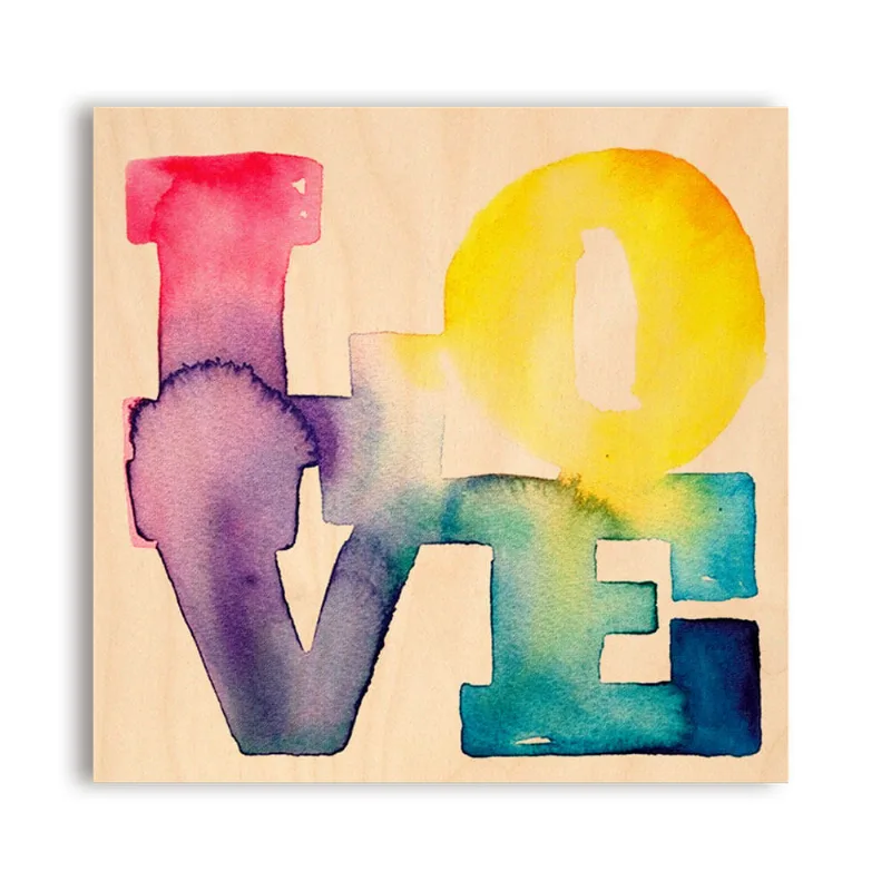 Quadro Madeira Parica 40x40 - 339 Love