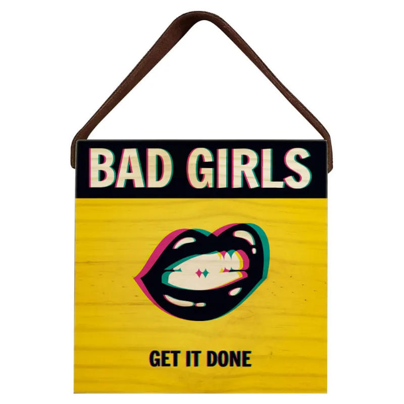 Quadro Voador 22X22 Fundo Amarelo Bad Girls