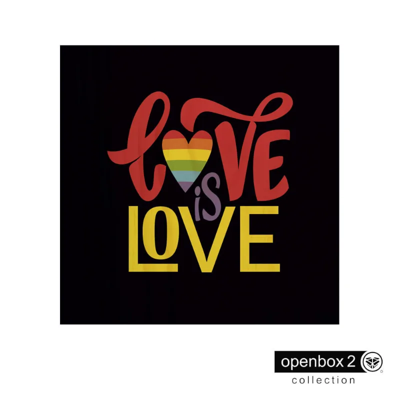 Quadro Wood Print 60X60 Fundo Preto Love Is Love