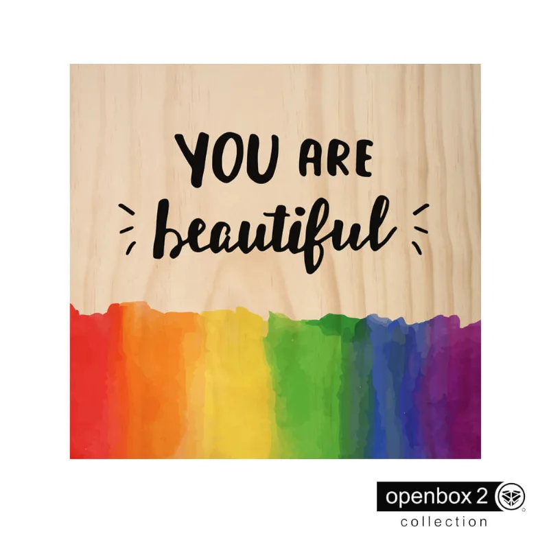 Quadro Wood Print 40X40 Lgbt You Are Beautiful