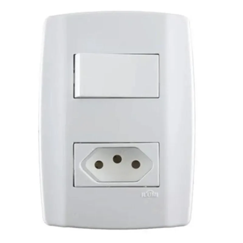 Conjunto 1 Tomada 3p 20a + 1 Interruptor Simples Ilumi 80201