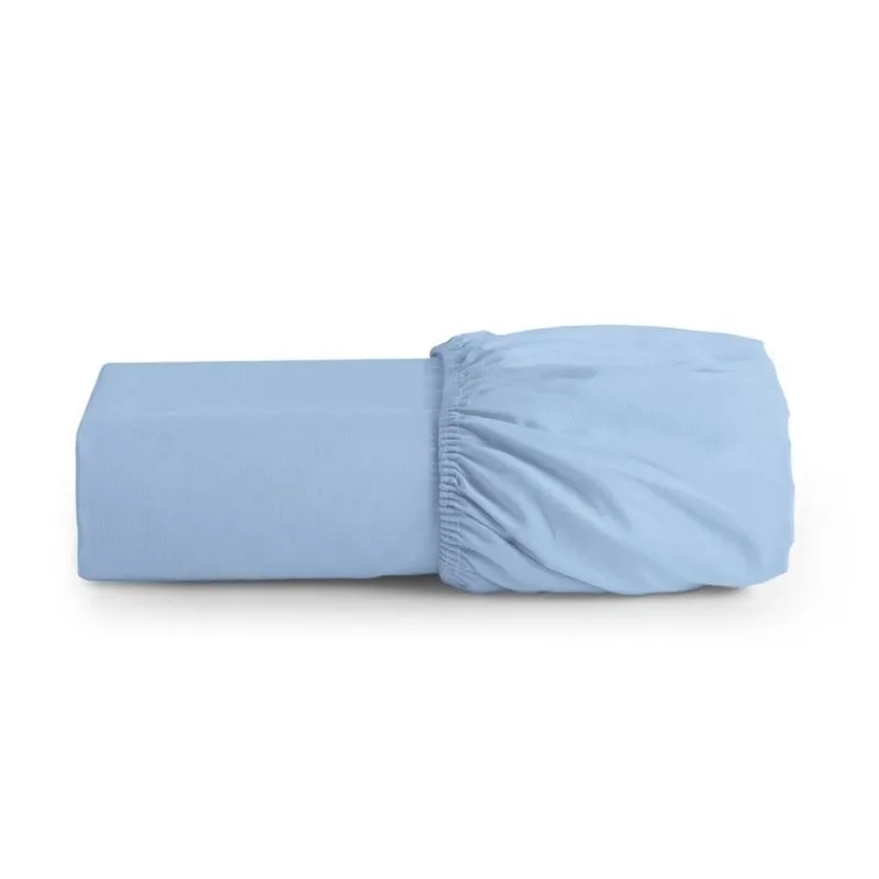 Lençol Cama Queen Elástico Microfibra Super Macio Azul Claro