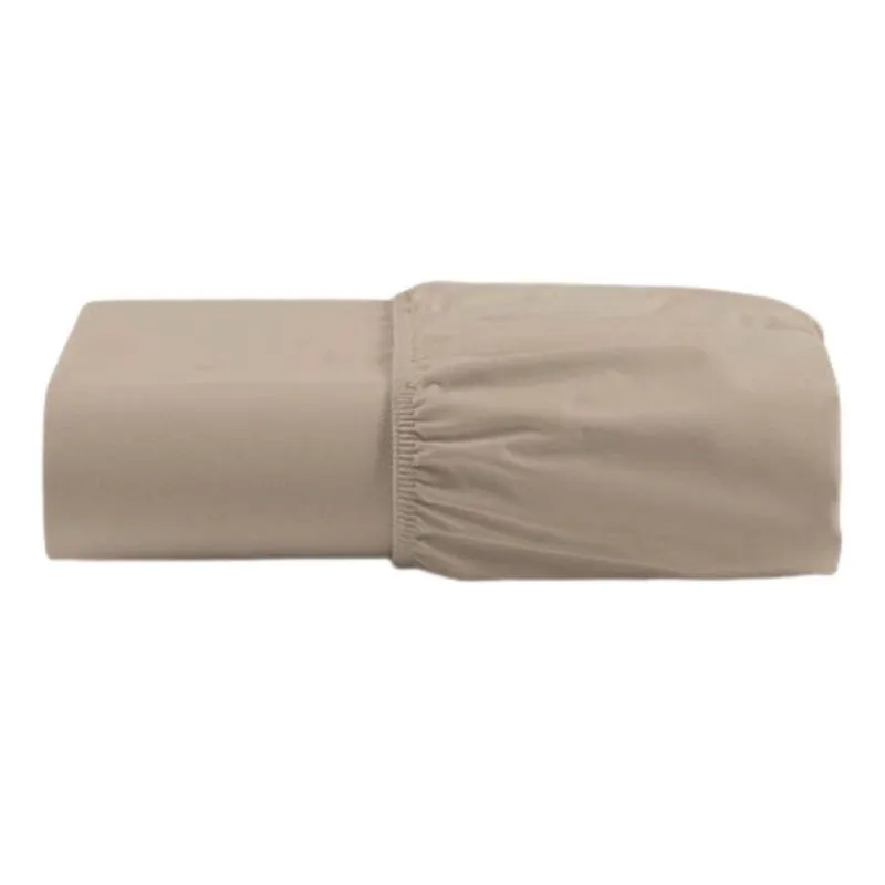 Lençol Cama Queen Elástico Microfibra Super Macio - Caqui