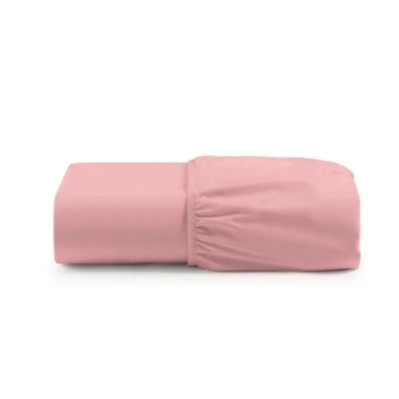 Lençol Cama Queen Elástico Microfibra Super Macio Rosa Claro