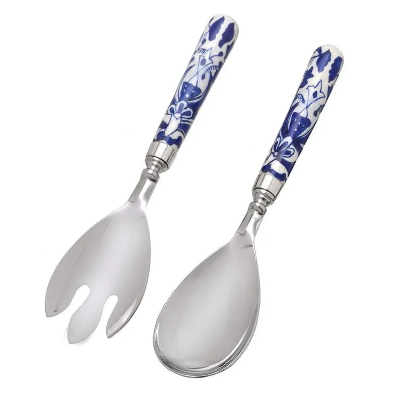 Kit Jogo 2 Peças Colheres Para Salada Azul Imperial Mabruk