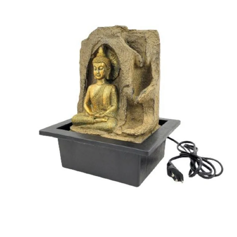 Fonte Buda Dourada 25x21x17cm 220v Com Led - Inigual