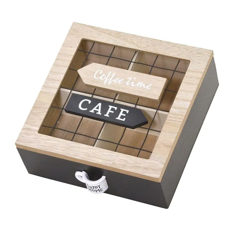 Porta capsula de cafe em madeira