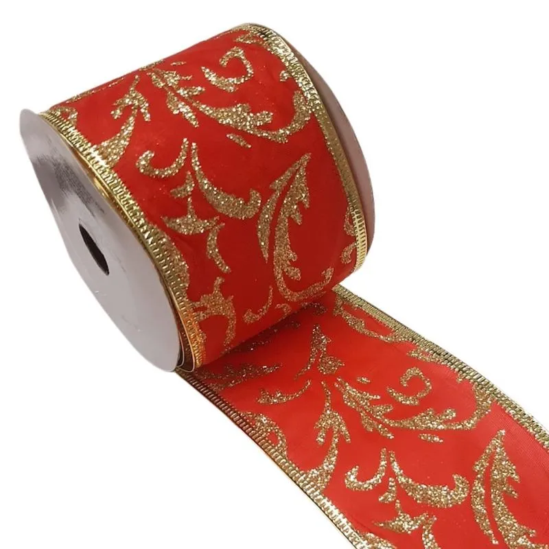 FITA NATALINA ARAMADA VERMELHA C/ DOURADO