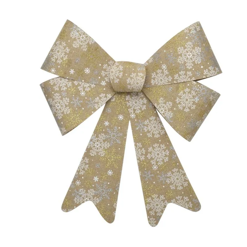 Laço Natalino Bege E Branco 46cm