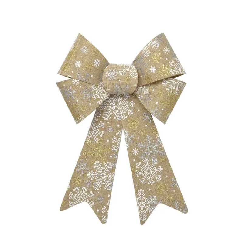 Laço Natalino Bege E Branco 35cm
