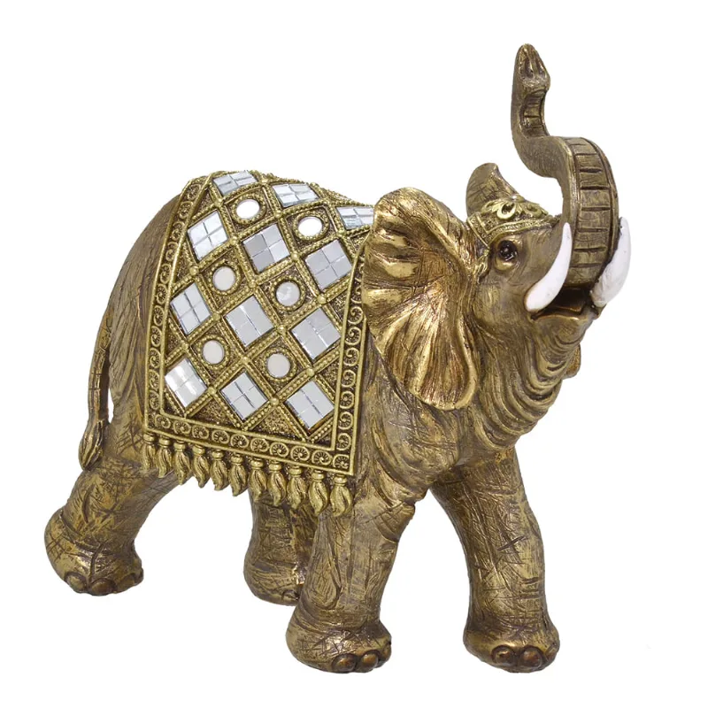 Elefante Decorativo 22cm em Resina Gold Mabruk