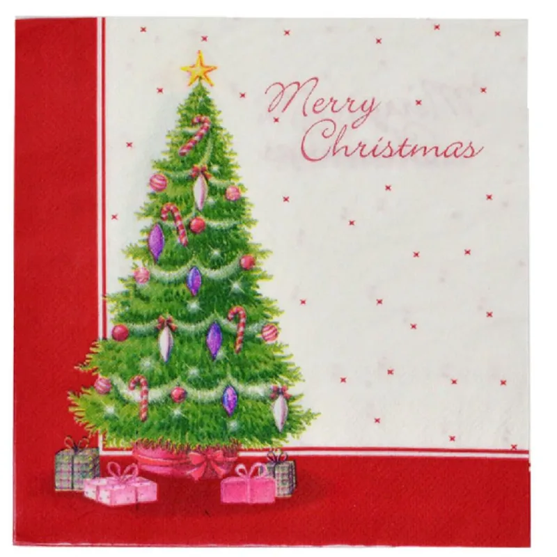 Guardanapo de papel natalino arvore de natal com presentes