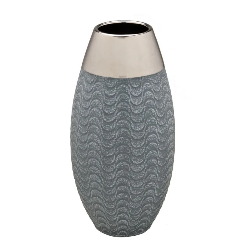 Vaso decorativo estilo rustico cinza E prata G
