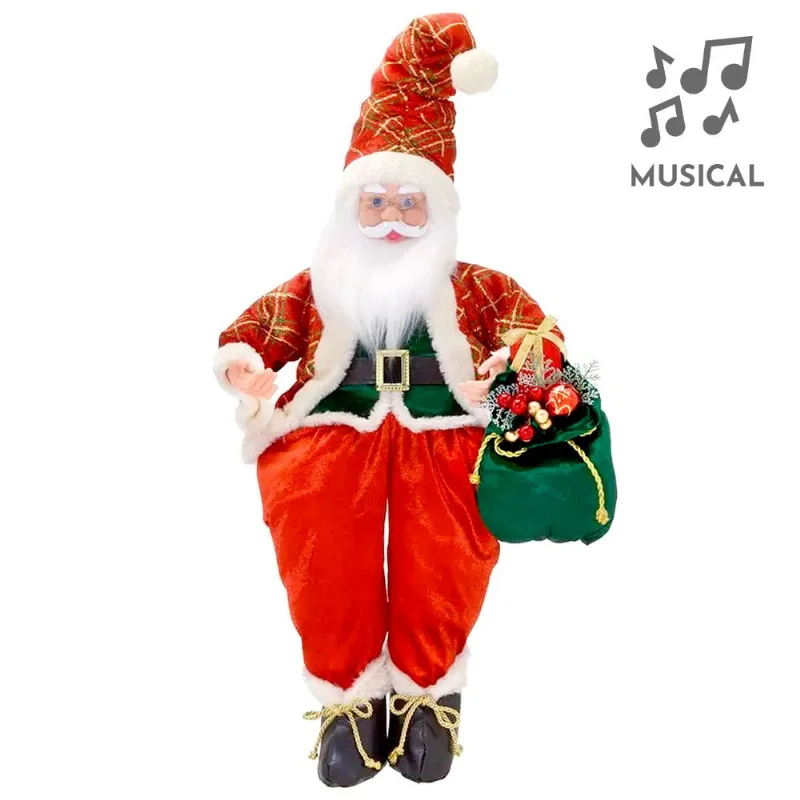 Papai Noel Musical Decorativo 81,5x27x32cm
