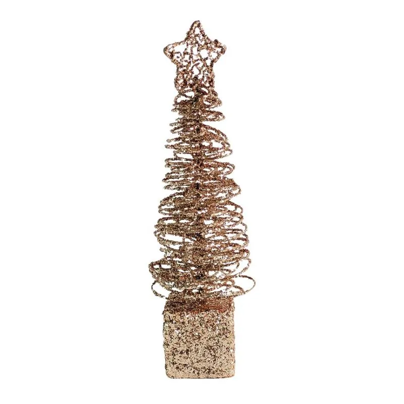 MINI ARVORE NATAL COM ESTRELA 8,5CMX8,5CM CHAMPAGNE