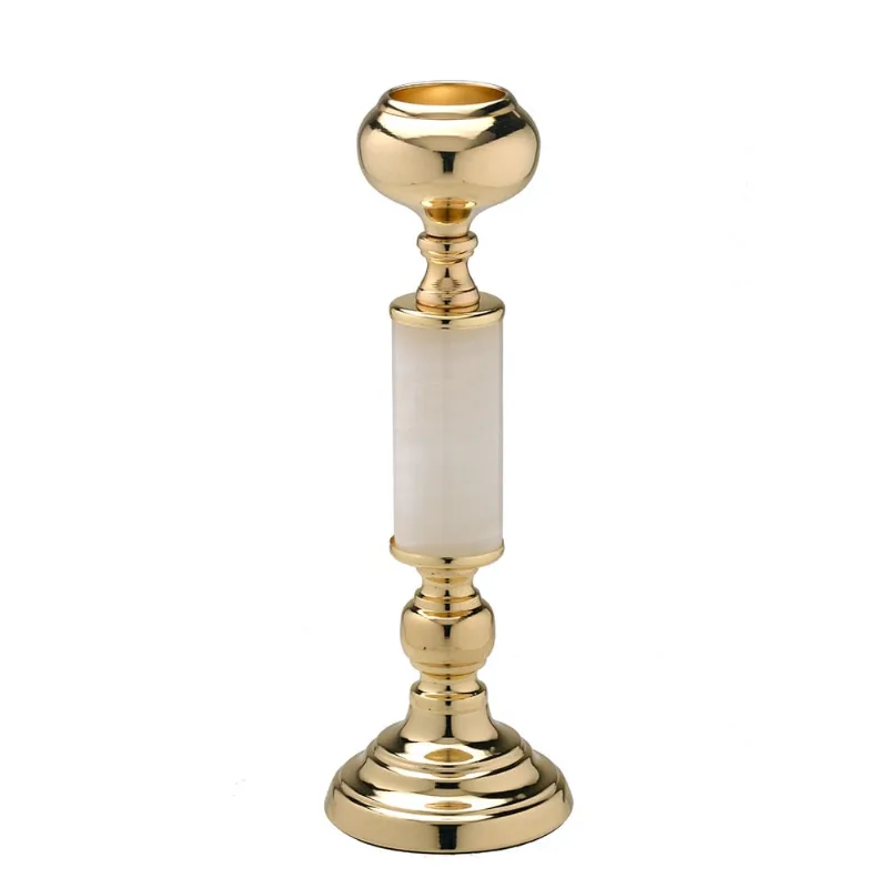 Candelabro decorativo em metal rose gold E vidro P