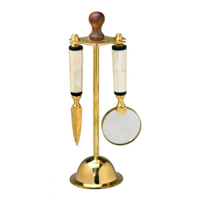 Kit Lupa E Abridor De Carta Dourado/branco
