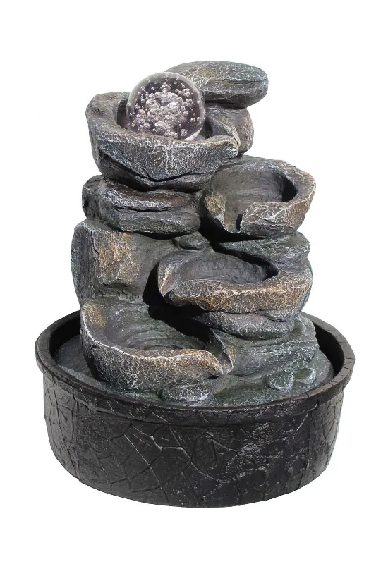 Fonte De Água Cascata Com Luz De Led Rochas Com 4 Leds 110v