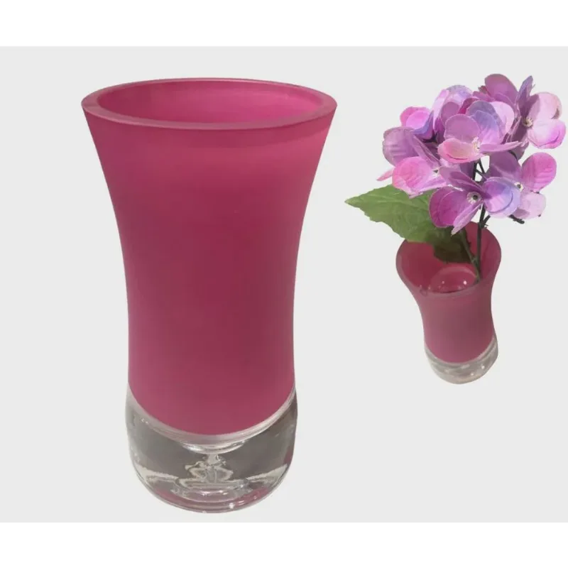 Vaso de Vidro Grosso Colors Decorativo Rosa 18cm Espressione